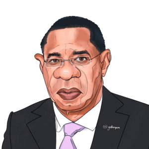 caricature illustration of Andrew Holness, Prime Minister of Jamaica, featured in the UN ‘We the Leaders’ series.