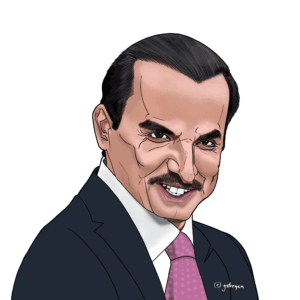 Caricature portrait of Tamim bin Hamad Al Thani, Emir of Qatar, ranked 132 in the 'UN – We the Leaders' series.