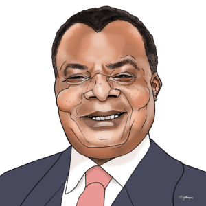 Caricature portrait of Denis Sassou Nguesso, President of Congo.